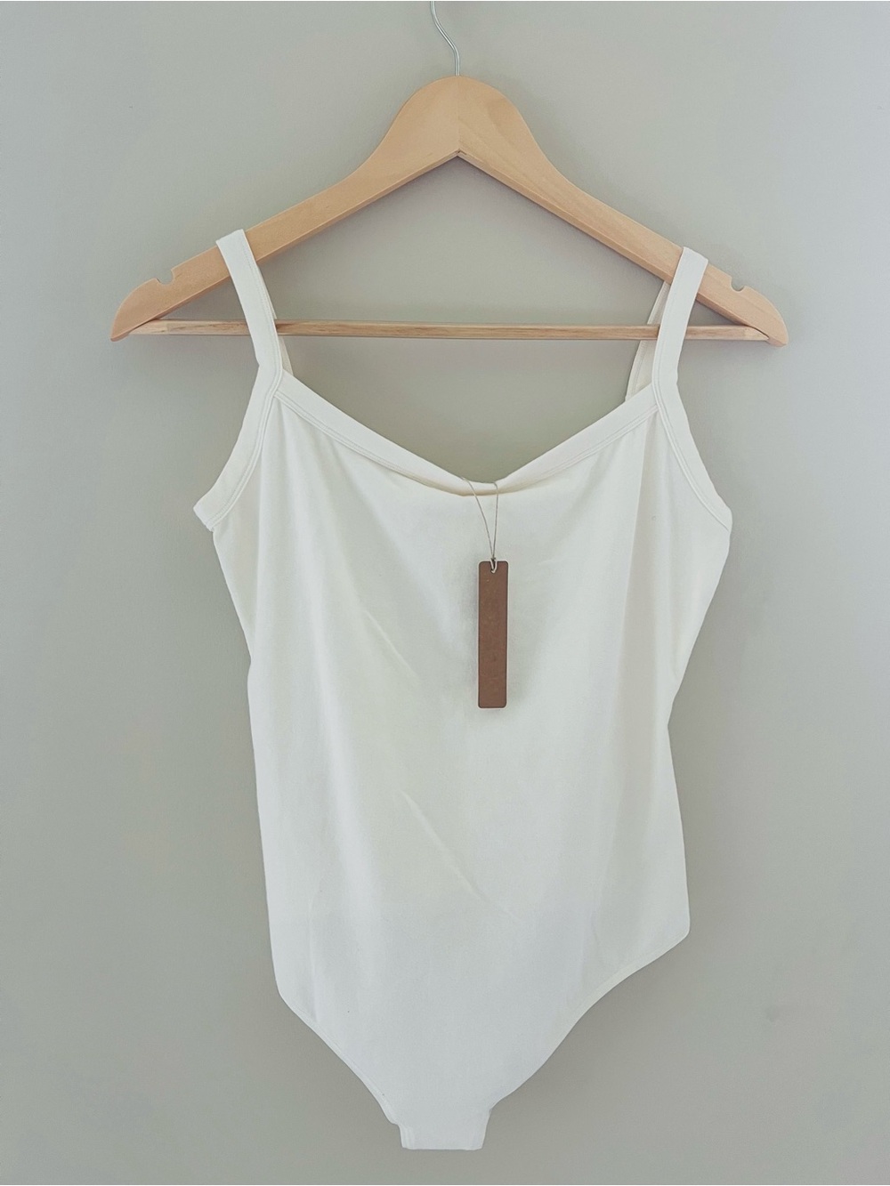 Skims Cotton Jersey Scoop Neck Bodysuit Sz L Marble $75 Stretch Soft Tank Top